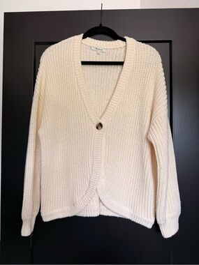 Madewell Cream Chunky V-Neck Button Cardigan